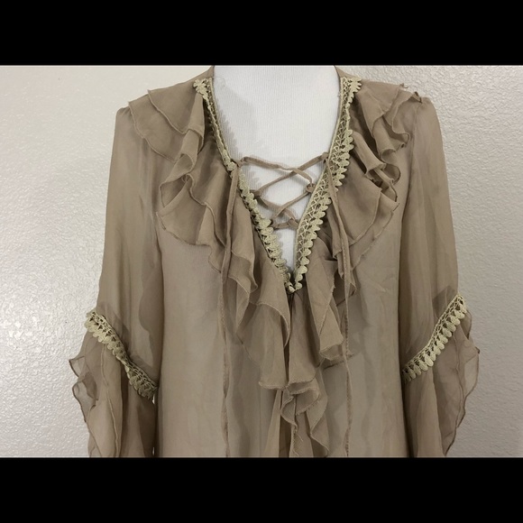 💢SOLD💢 Kaktus Sheer Lace Up Ruffle Collar Large - Picture 4 of 8